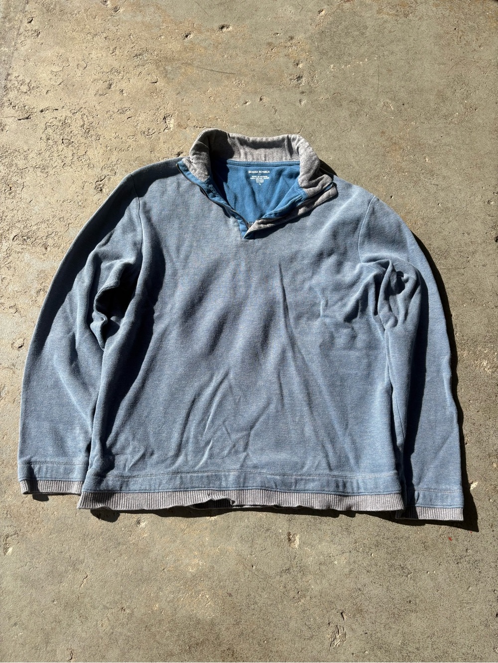 Banana Republic Men's Light Blue Quarter Zip-Neck Sweater